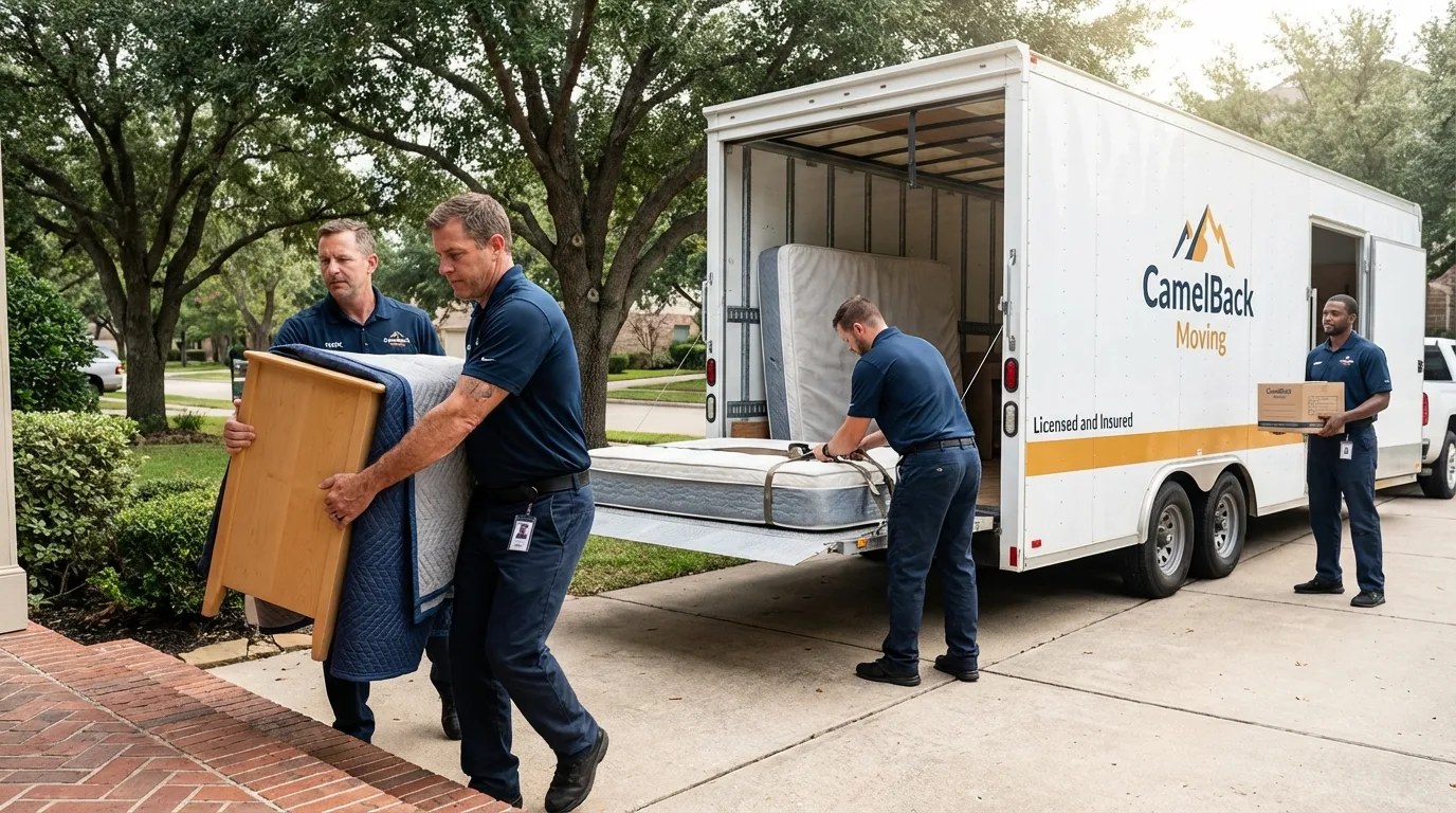 Crew loading residential truck for cross-state move from Centralia, IL